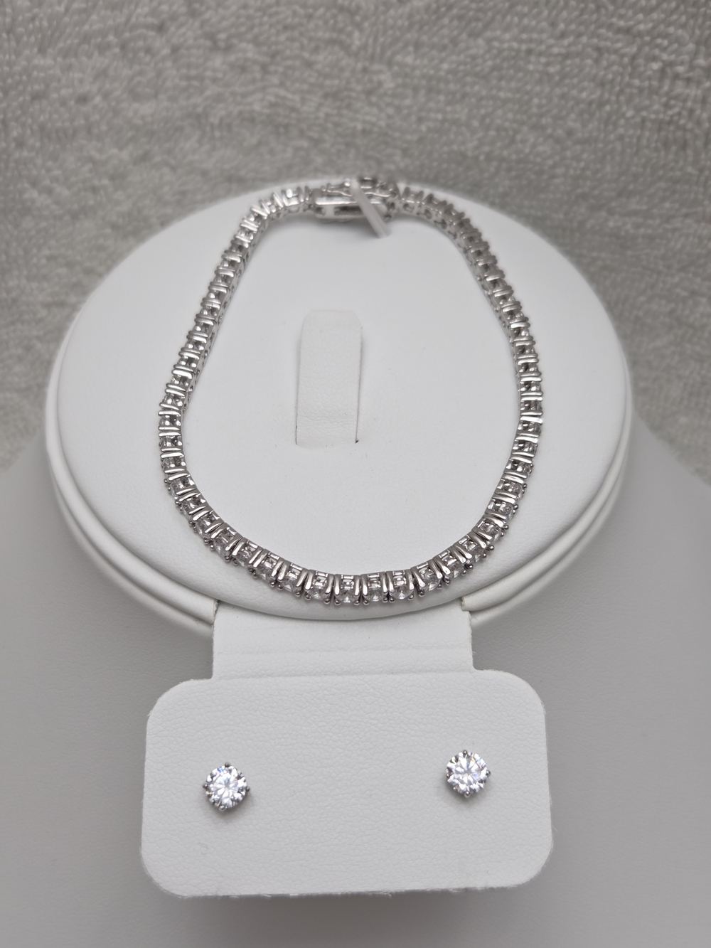 Classic Tennis Bracelet and Stud Earrings Set by Stauer in Sterling Silver